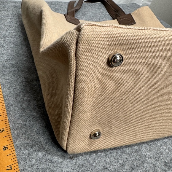 Restoration Hardware Large Heavy Duty Canvas Tote Bag with Leather Handles - Picture 10 of 16